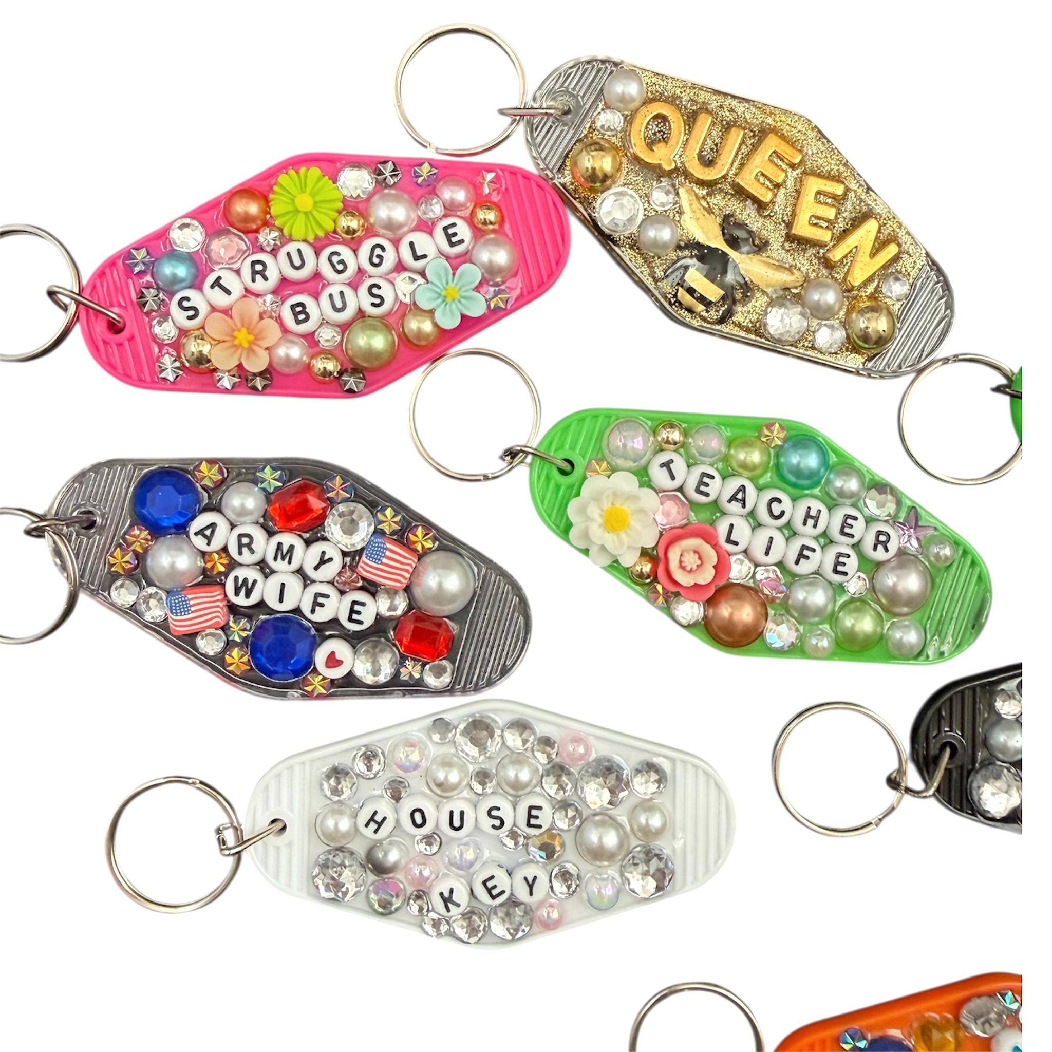 Jeweled Motel Keychains, Bougie Keyring, Retro Gift, New Driver