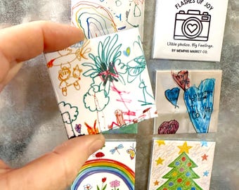 Custom Photo Magnets Kids Artwork 2x2 Fridge Magnets, Birthday Gift for Grandparents, Valentines, Photo Favor, Family Keepsake