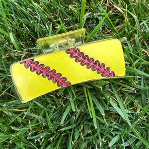 Softball Hair Clip, Leather Claw Clip, Girls Softball Hair Accessory, Softball Mom Gift for her, Sports Gift, Travel ball mom, baseball