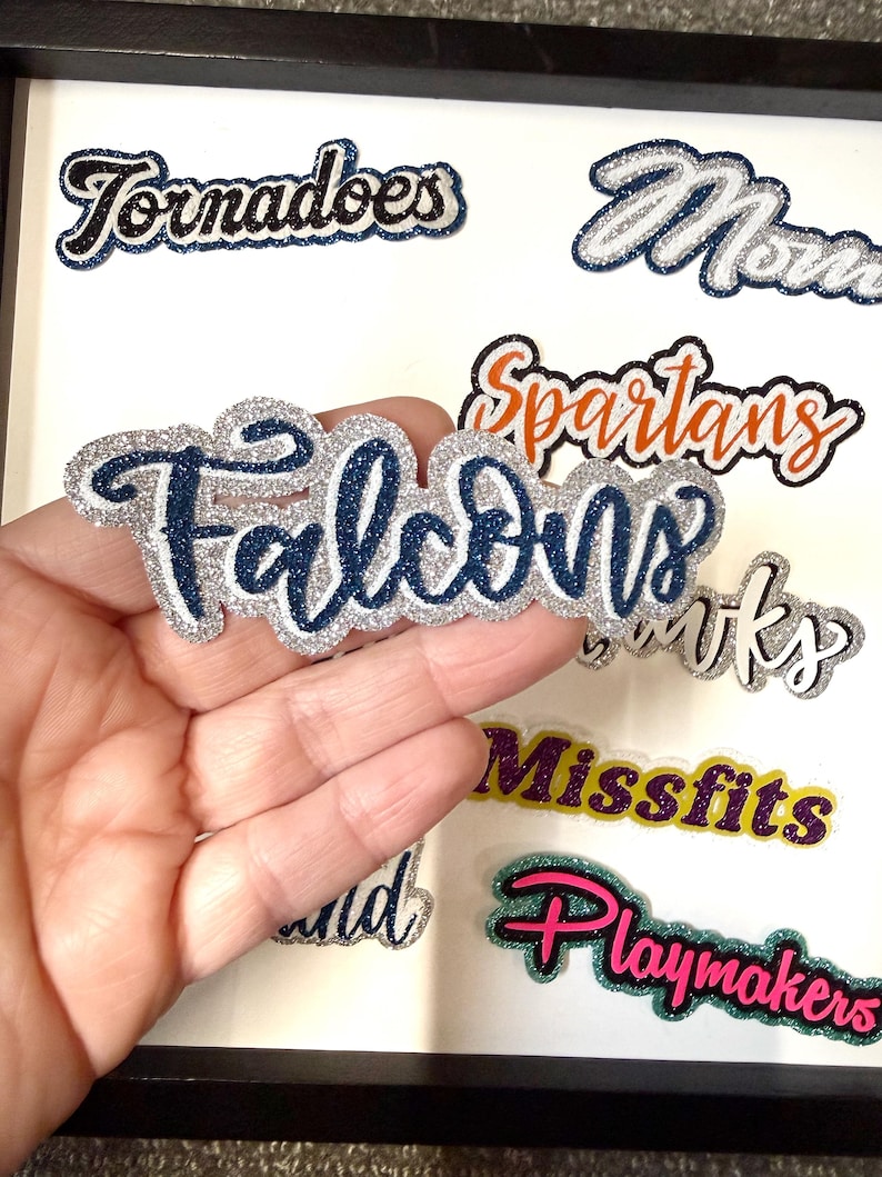 Custom Iron-On Team Patch Hat Decal (4 inch), Glitter Vinyl Patch, Personalized Name Patch, Hat Patch, Bag Patch image 1