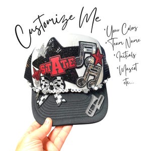 Custom Band Mom Hat with Patches, Marching Band Hat for Her, Sports Mom, Gift for Women, Music Hat, College Game Day Hat, Bougie Jeweled Hat