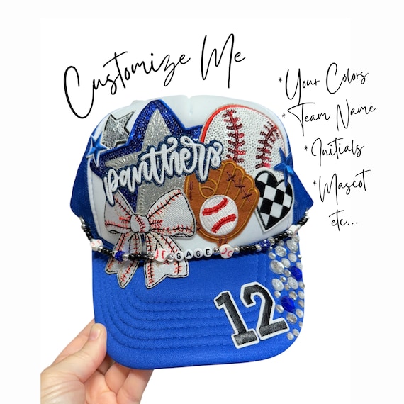 Custom Baseball Sports Trucker Hat for Women, Bougie Baseball Hat, Trucker with Patches, Gift for Mom, All-Stars