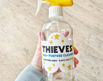 Thieves Cleaner Spray Bottle Label, Waterproof Sticker