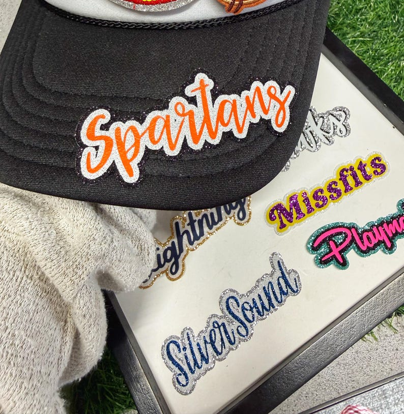 Custom Iron-On Team Patch Hat Decal (4 inch), Glitter Vinyl Patch, Personalized Name Patch, Hat Patch, Bag Patch image 3
