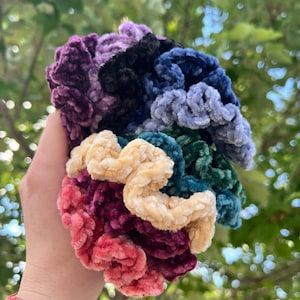 Velvet Crochet Small Scrunchie, Wavy Hair Tie