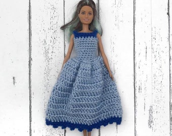 Blue Crochet Doll Dress