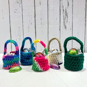 Mini Easter Baskets, Small Crochet Mini Easter Bunny Baskets, Reusable Easter Basket Stuffers
