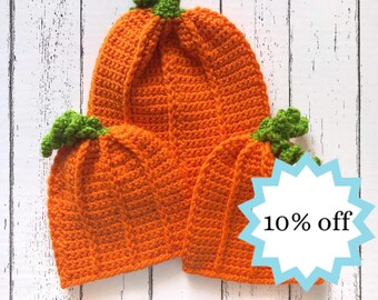 Hand-Crocheted Pumpkin Infant Hat, Halloween Costume Accessory