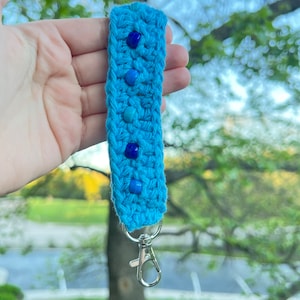 Cotton Crochet Beaded Wristlets, Soft Crochet Cotton Key Chain Wristlet with Beads