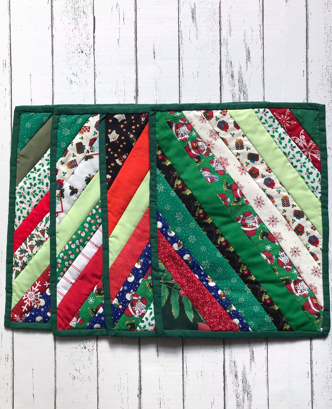Rectangle Quilted Christmas Placemats Hand Quilted Placemats Etsy