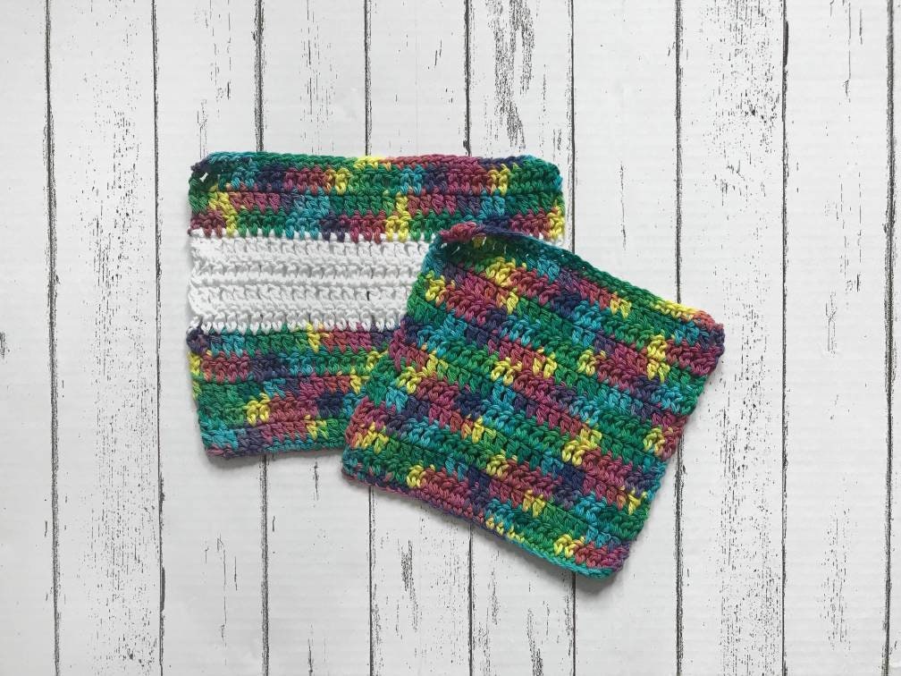 Set of 2 Variegated Crochet Washcloth Set Set of 2 Variegated Crochet Washcloth Set
