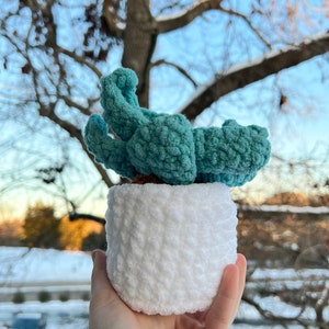 Blue Sparkle Potted Plant, Cute Crochet Faux Plant, Crochet Home Decor