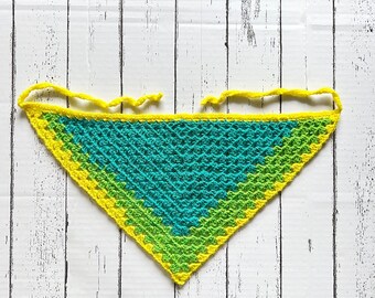 Green Crochet Bandana, Knit Women Bandana, Hair Kerchief  display picture 1