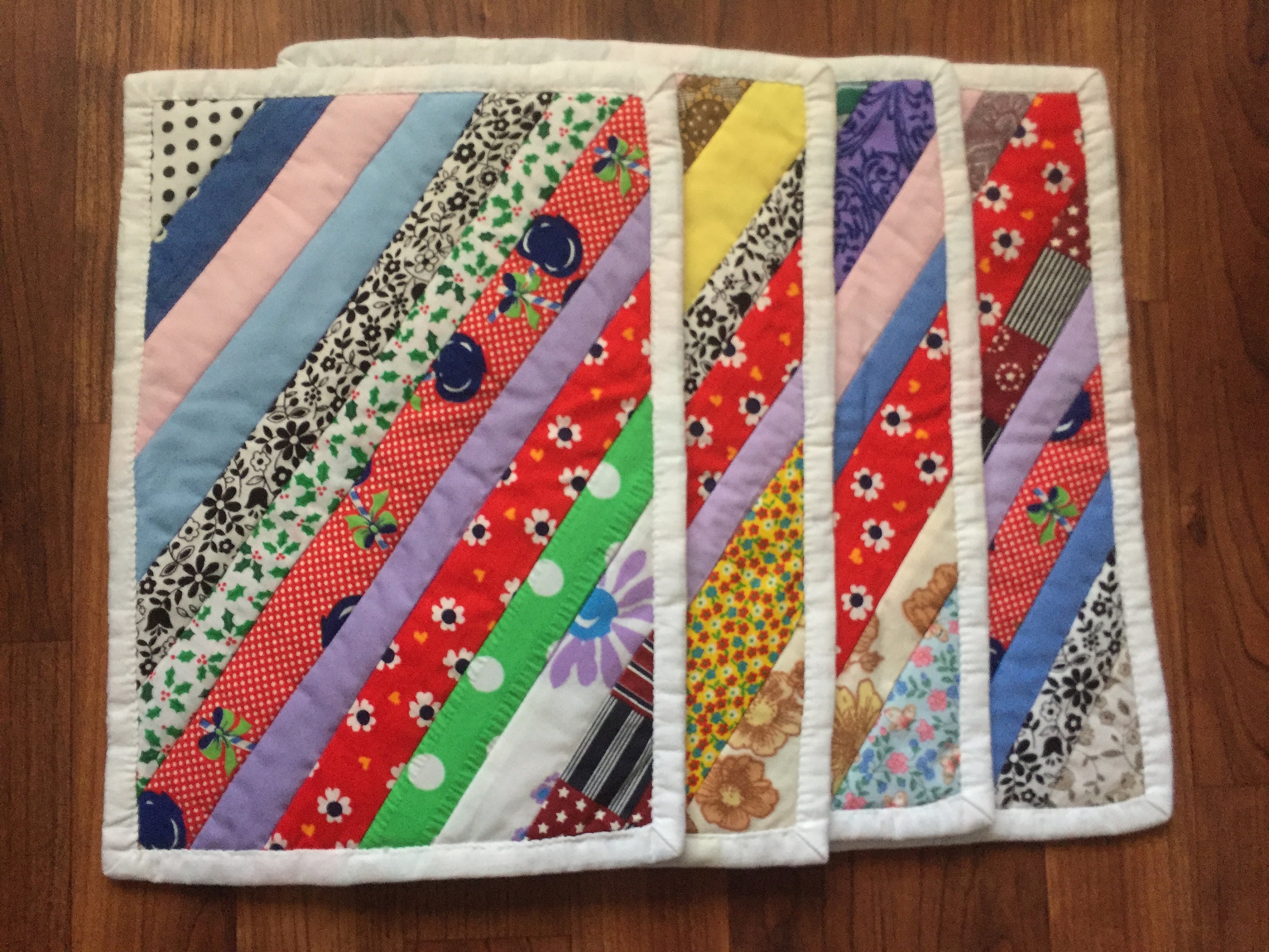 Quilted Rectangle Placemats Set of Four Hand Pieced Etsy