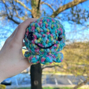 Pink and Blue Sparkle Plush Octopus, Cute Crochet Plushie