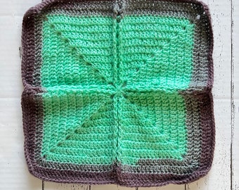 Green and Dark Purple Doll Blanket, Cute Crochet Doll Blanket