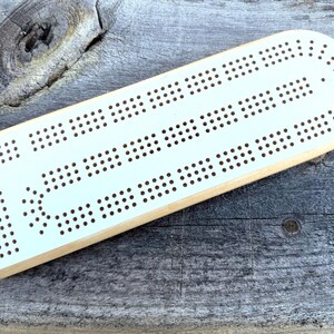 Farmhouse Style 3 Track Cribbage Board: Solid Pine with Pegs and Peg Storage