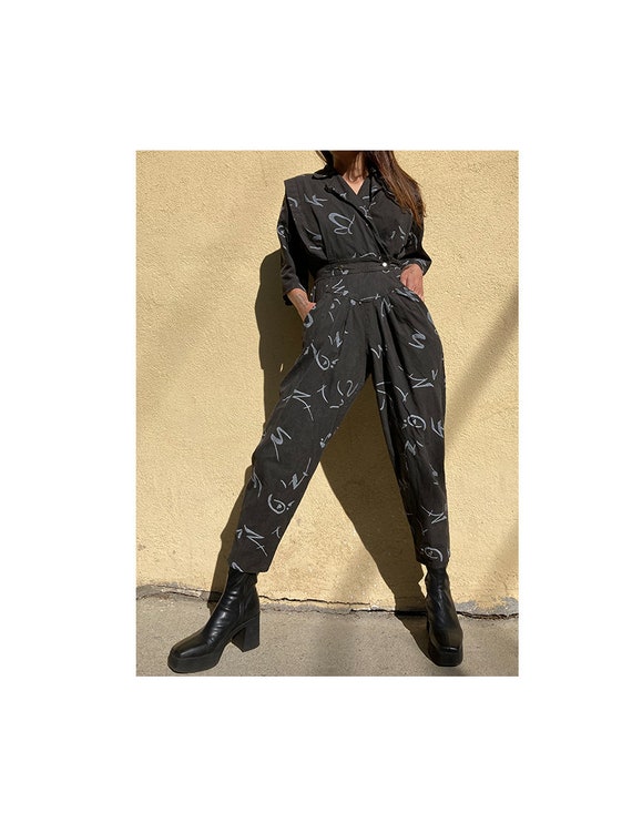 Vintage 80's all over abstract print jumpsuit