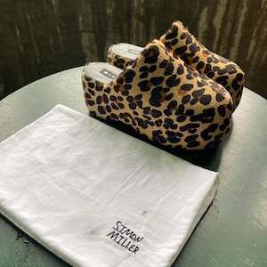 SIMON MILLER Bubble Clog Platform Mule Leopard Animal Print size 39 EU