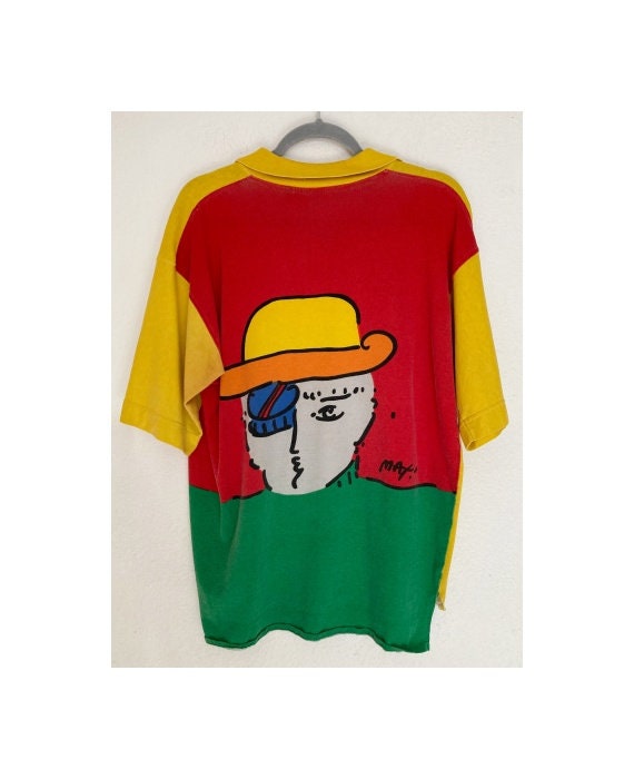80s PETER MAX NEOMAX ピーターマックス コットン 長袖Tシャツ S
