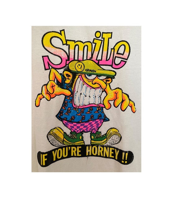 Vintage 1974 Smile If You Are Horny ringer tee ts… - image 1