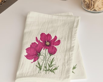 Botanical Floral Kitchen Towels Flower Tea Towel Spring Tea Towel. Farmhouse Decor. Cottage Décor. Flour Sack Towel. Tea Towel. Dish Towel.