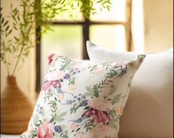 Floral Faux Suede Square Pillow - Soft, Stylish Home Decor, Vintage, Victorian Decor, Eco-Friendly, Sustainable