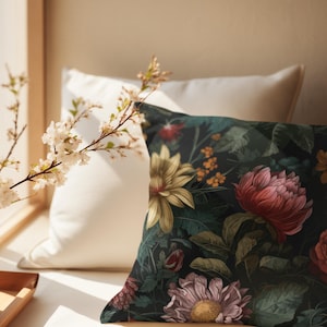 Vintage Floral Faux Suede Pillow - Cozy Home Decor Accent, Victorian Decor, Eco-Friendly, Sustainable