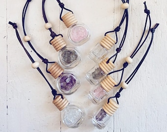 breathe - inhale exhale / gemstone infused essential oil bottle car diffuser air freshener // empty, ready to fill with your favorite scent