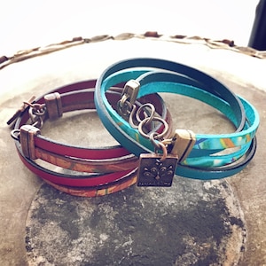 Free Spirit Colorful Leather Wrap bracelet // bohemian style // boho hippie chic // multi strand colorful double wrap // peacock and lime