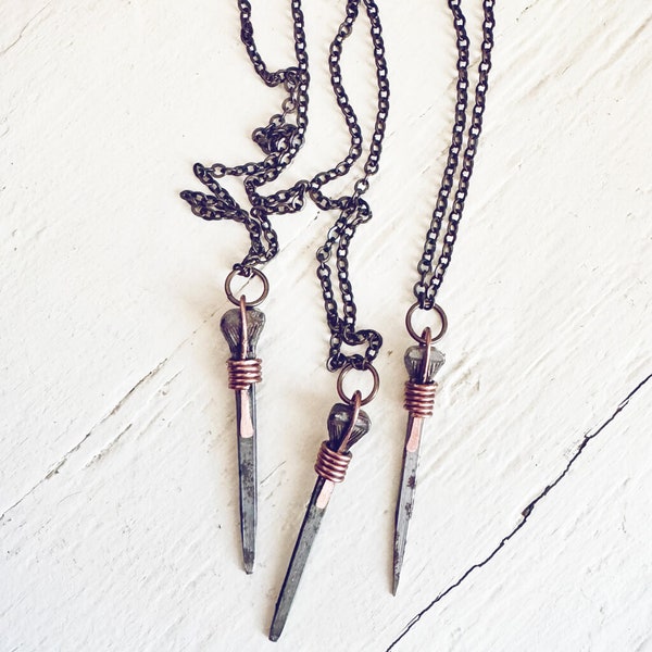 relic // antique coffin nail pendant necklace / reclaimed upcycled salvaged metal / victorian gothic macabre witchy jewelry