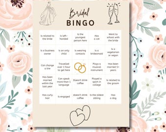 Editable Bridal Shower Bingo Wedding Shower Bingo Game Wedding Game Bridal Shower Game Template Wedding Template Bridal Shower Bingo Game