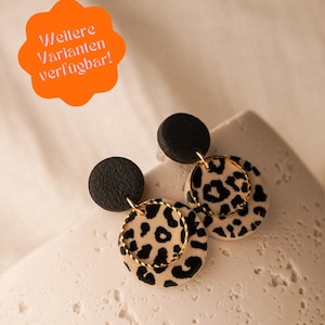 Ohrringe mit Leo-Print  // Statement Ohrringe// Leo Ohrhänger // Ohrringe hängend // Ohrringe Polymer Clay // Auffällige Ohrringe