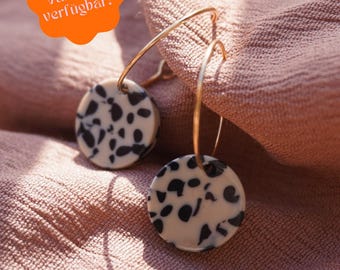 Acetat-Ohrringe mit 18K Creolen // Statement Ohrringe hängend // Leichte & elegante Ohrhänger // Terrazzo // Unikat