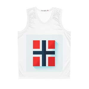 Custom Basketball Jersey with Nordic Flag Design, Unisex Sportswear, Perfect for Game Day, Fitness, Team Events, Gifts