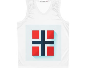 Custom Basketball Jersey with Nordic Flag Design, Unisex Sportswear, Perfect for Game Day, Fitness, Team Events, Gifts
