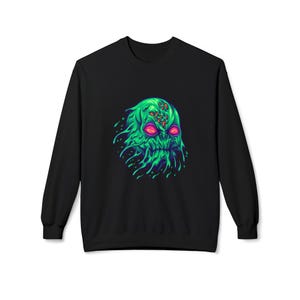 Moletom com capuz Alien Zombie, estampa extraterrestre Flying Slimey, suéter unissex de terror e ficção científica, roupa de Halloween, monstro espacial