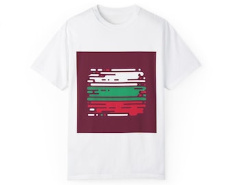 Abstract Color Block Unisex Garment-Dyed T-shirt, Boho Tee, Summer Fashion, Graphic Shirt, Gift for Her, Casual Wear