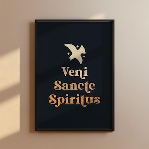 Veni Sancte Spiritus Print, Come Holy Spirit Wall Art, Catholic Confirmation Gift, Latin Prayer Printable, Pentecost Art, Holy Spirit Dove