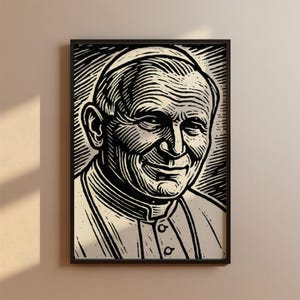 St. John Paul II Print, Catholic Wall Art, Pope Poster, Modern Saint Decor, Catholic Gift, JP2 Artwork, Saint John Paul II, Digital Download