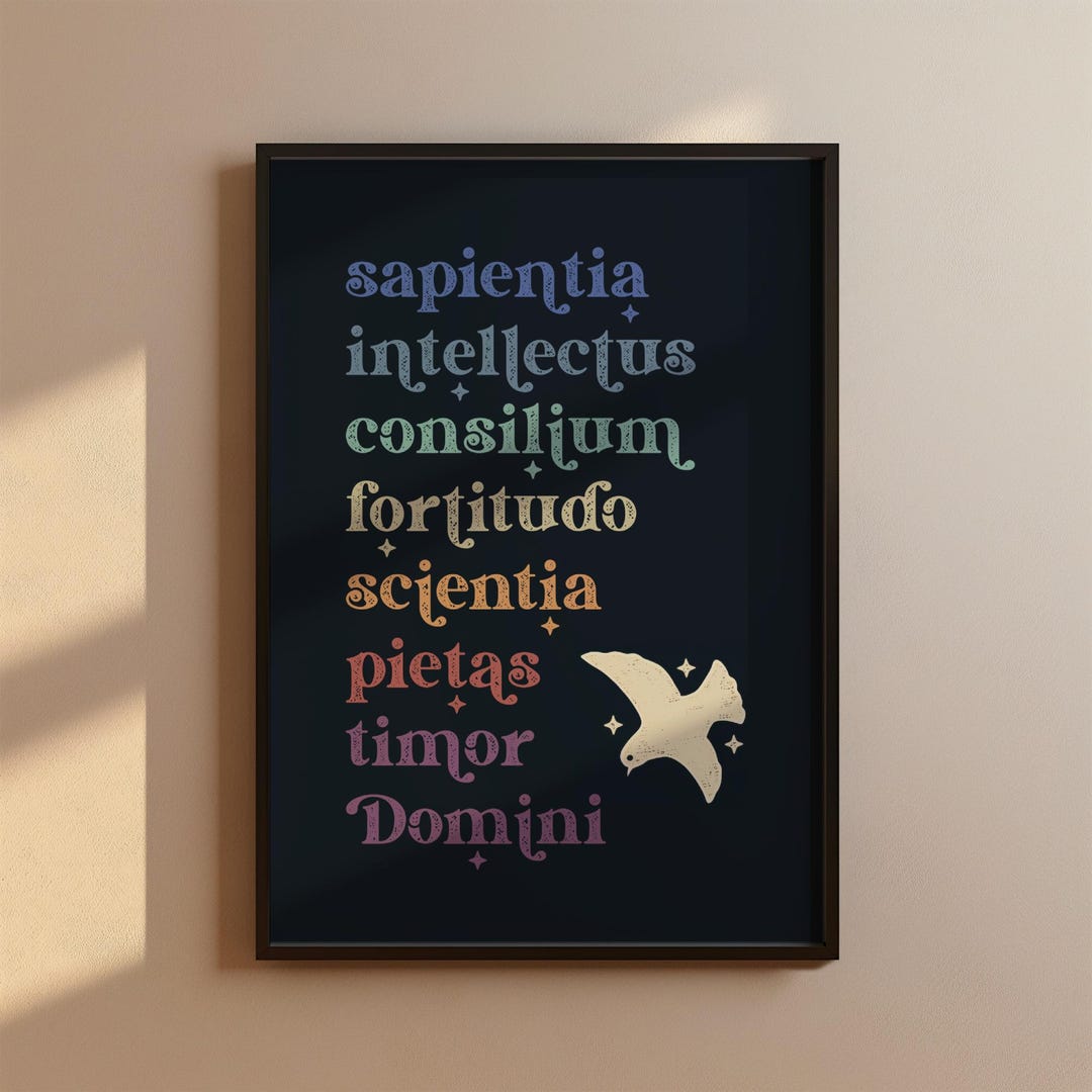 Seven Gifts of the Holy Spirit in Latin, Catholic Printable Wall Art ...