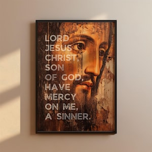 Jesus Prayer Modern Icon Print, Christian Wall Art, Lord Jesus Christ, Son of God, Have Mercy on Me, a Sinner, Scripture Poster, Bible Verse