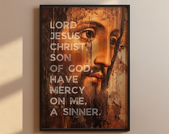 Jesus Prayer Modern Icon Print, Christian Wall Art, Lord Jesus Christ, Son of God, Have Mercy on Me, a Sinner, Scripture Poster, Bible Verse