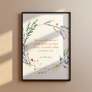 Edith Stein Quote Wall Art, Christian Print, Feminine Floral St. Teresa Benedicta of the Cross Decor, Inspirational Gift for Catholic Women