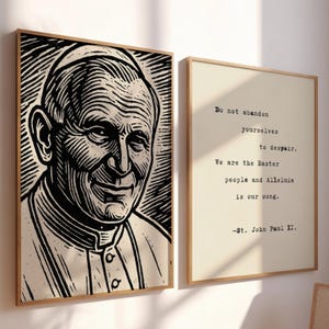 St. John Paul II Set of 2 Printables, Catholic Wall Art, Inspirational Catholic Saint Quote, Bundle of Two Prints, Saint John Paul II Poster