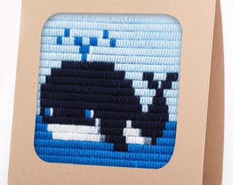 DIY Whale Needlepoint Kit – Ocean Animal Craft for Kids | Easy Plastic Canvas Sewing Activity for Beginners Ages 6+