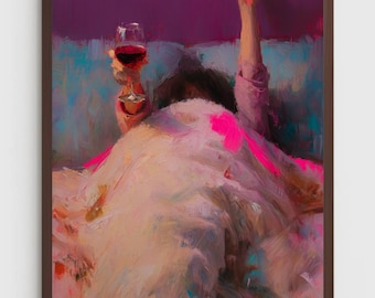 Solo Saturday Ninght Art Print - Impasto | Vibrant Painting | Colorful | wine | rotting