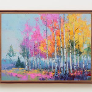 Colorado Aspen Art Print: Impasto Rocky Mountains Landscape