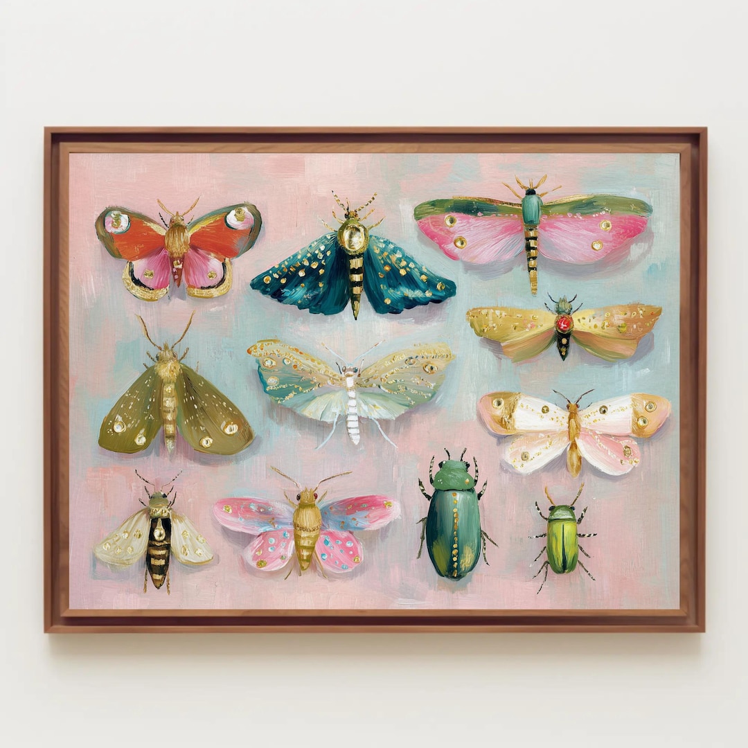 Jeweled Insects Art Print: Insect, Whimsical Art, Wall Decor, Funky ...