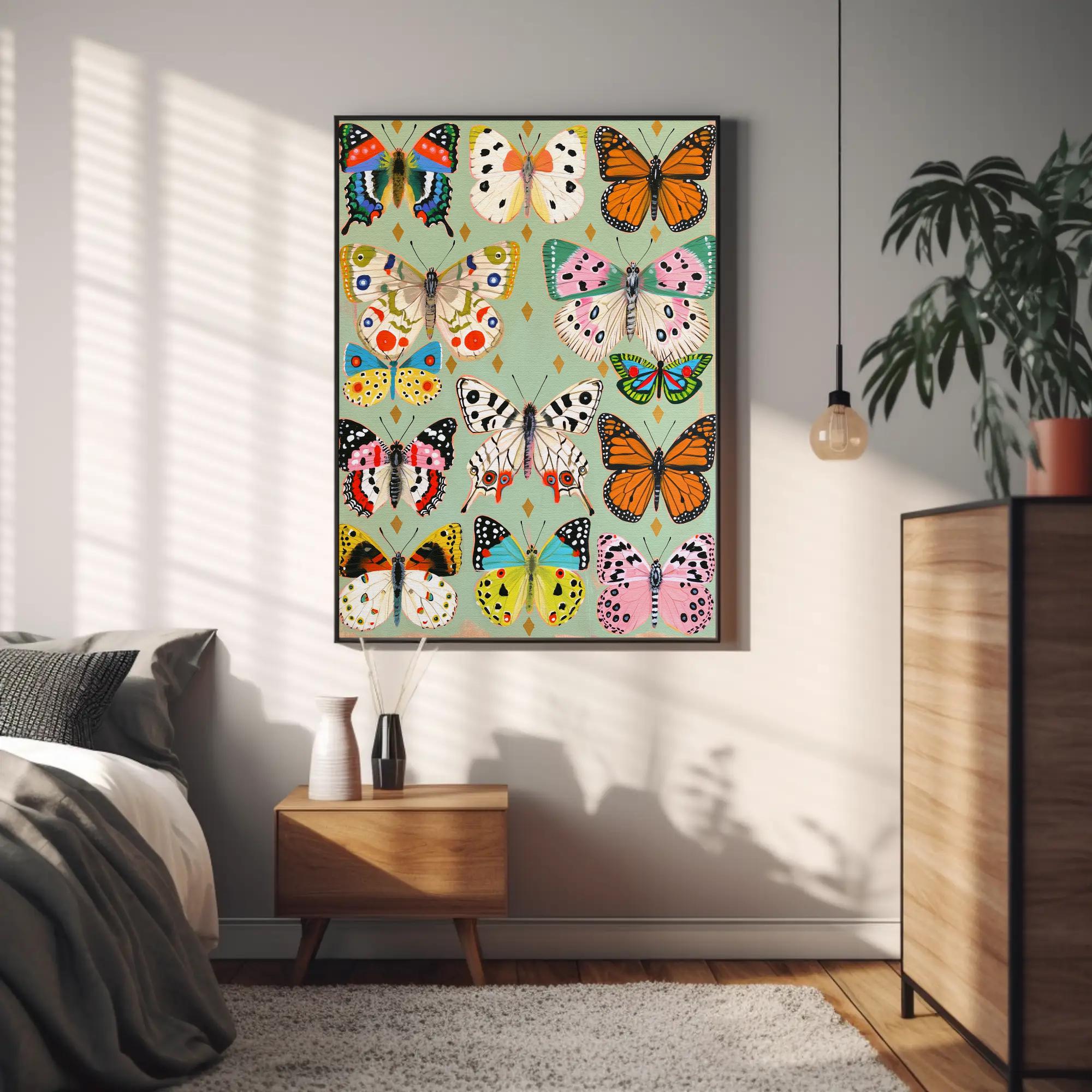 Vibrant Butterfly Art Print: Whimsical Insect Wall Decor, Jewel Tones ...